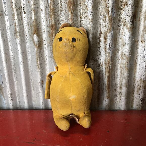 VTG 1966 Winnie The Pooh Sears Disney Wood Chip Sawdust Plush (No Shirt) AS IS - Picture 1 of 9